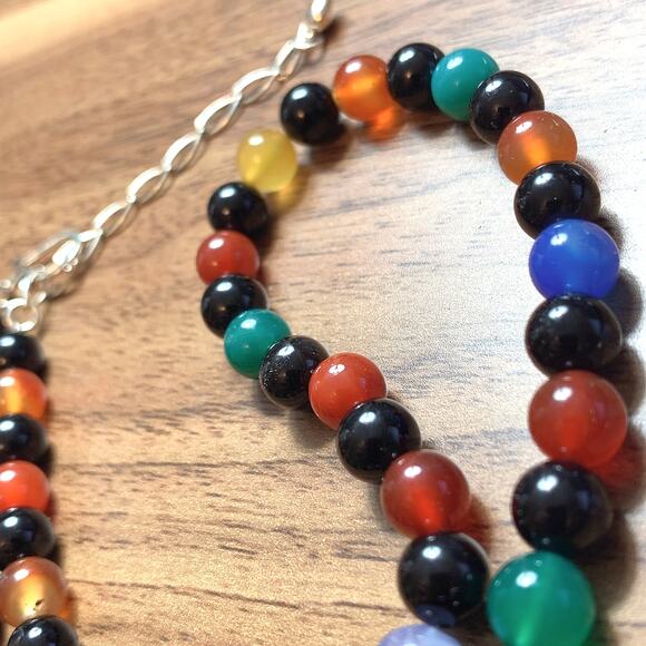 Signed DTR Jay King Sterling Silver Colorful Gemstone Chalcedony Beaded Necklace - Picture 16 of 16